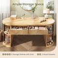 thumbnail image 4 of Modern Executive Desk with 2 Drawers, 58.3" x 21.7" Fluted Computer Desk with 2 Sliding Doors Storage, Home Office Desk, 4 of 7
