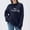Navy, variant on Women's Funny Graphic Print Oversized Pullover - Knit Long Sleeve Shirt, Casual Comfy Loose Fit Sweater