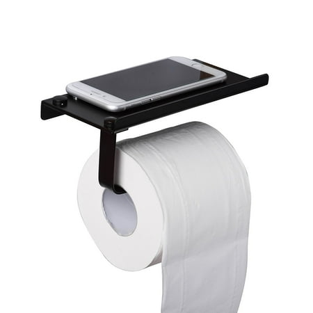 Toilet Paper Holder With Phone Shelf Black Stainless Steel Tissue Wall Mount Roll Hanger For Bathroom Washroom E Aluminum I2749 Toilet Paper Holder With Phone Shelf Black Stainless Steel Tissue Wall Mount Roll Hanger For Bathroom Washroom E Aluminum I2749