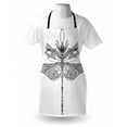 thumbnail image 3 of Dragonfly Apron Artistic Baroque Patterned Ornamental Dragonfly Figure Old Fashion Bug Design, Unisex Kitchen Bib Apron with Adjustable Neck for Cooking Baking Gardening, Black White, by Ambesonne, 3 of 3