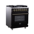 thumbnail image 3 of Forno Massimo 30-Inch Freestanding Dual Fuel Range in Black with Antique Brass Accessories, 4 Burners, 4.32 cu. ft. Convection Oven, 3 of 12