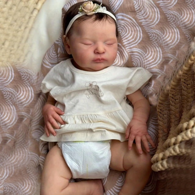Muñeca Reborn GUESSBELLY Bebé Dormido 50 cm con Piel Pintada en 3D, Niña