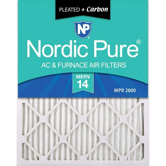 Nordic Pure 24x30x1 MERV 14 Pleated Plus Carbon AC Furnace Air Filters 2 Pack