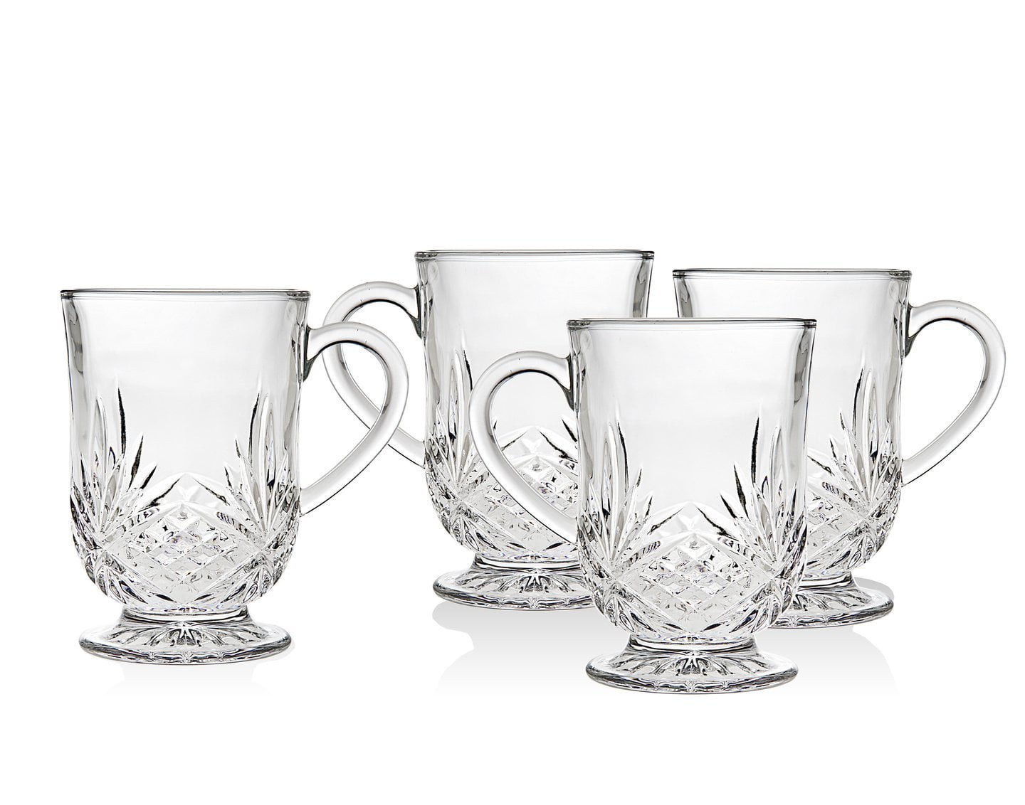 Dublin Clear Crystal Starburst Design Coffee Hot Beverage Mugs Cups