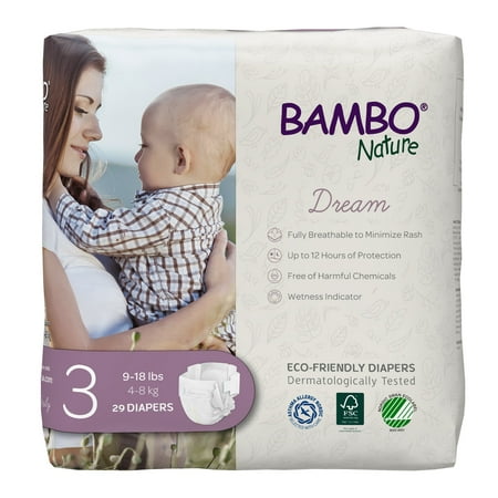 Bambo Nature Baby Diapers, Disposable, Size 3, 9-18 lbs, 174 Ct