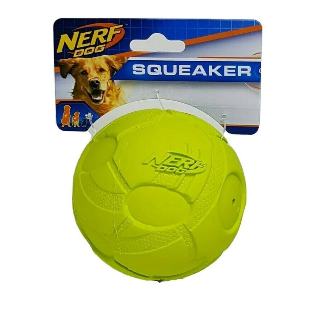 NERF Dog 3.8 inch Bash Squeaker Ball Green Rubber