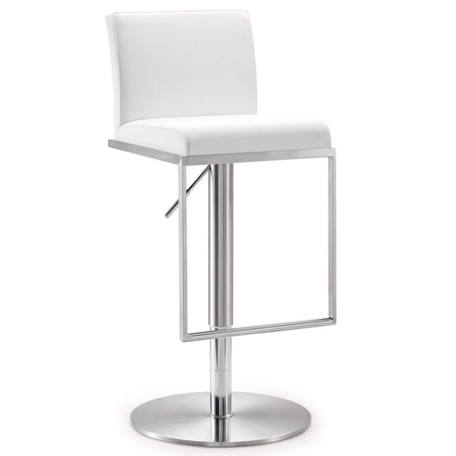 Tabouret de Bar Réglable en Acier Inoxydable Blanc Amalfi