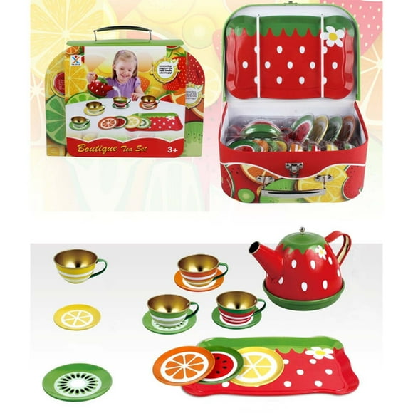 hoksml Maison Decor Ensemble de Thé, les Enfants Font Semblant de Jouer Jouet, Maison des Enfants Simulation Ensemble de Thé, Théière en Étain, Tasse à Thé, Jouet, Coffret-Cadeau Portable Jeu Dégagement