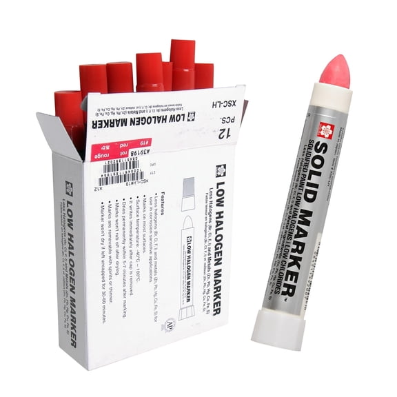 Sakura Low Halogen Solid Paint Markers with Twist Up Tip - Permanent Marker Pens - Marker for Steel and Metal - Red Paint - 12 Pack