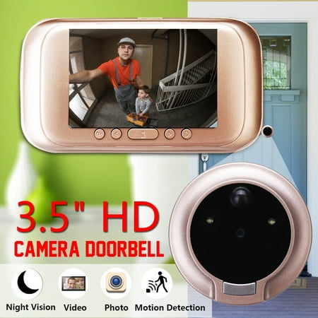 3.5'' LED Display IR 720P HD Camera Doorbell Peephole Viewer Door Eye Video Double Doorbell Night Vision Photo Storage Time Display Motion Detection For Home (Best Night Time Camera)