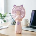 thumbnail image 6 of Cute Cat Shaped Handheld Mini Fan, USB Rechargeable 2-in-1 Desktop & Portable Personal Cooling Fan, Quiet Small Fan with Safety Grille for Office Outdoor Summer Use 6.29 × 2.95 Inch, 6 of 7