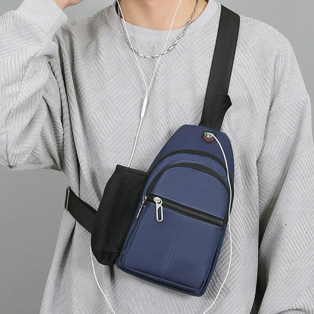Xihbxyly Mochila Bandolera Ligera, Diseño con Orificio para Auriculares, Tamaño Compacto, Versátil para Deportes Al Aire Libre, Correa Ajustable, Senderismo, Ciclismo, Viajes, 30 X 18 X 6 Cm