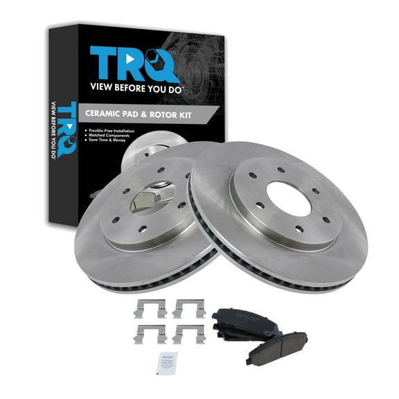 TRQ Front Brake Pad & Rotor Kit Brake Pads Brake Rotor Ceramic Fits Select 2005 INFINITI QX56
