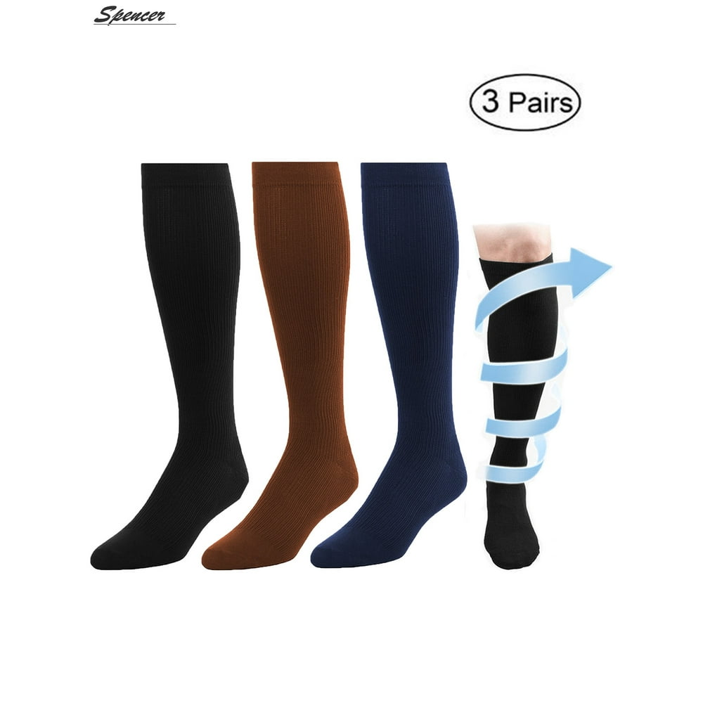 Spencer 3 Pairs Graduated Compression Socks for Women & Men 10-20mmHg ...