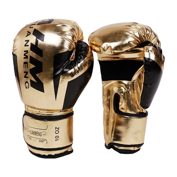 Yibooy Muay Thai Competition Gloves PU Leather Sponge Boxing Gloves (10oz Gold)