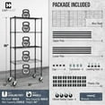 thumbnail image 2 of CAPHAUS NSF Heavy Duty Commercial Adjustable Wire Shelving w/ Wheels & Leveling Feet, Kitchen Storage Metal Shelf, Garage Storage Shelving, Utility Wire Rack Storage Unit, Black 30 x 14 x 64 5-Tier, 2 of 9