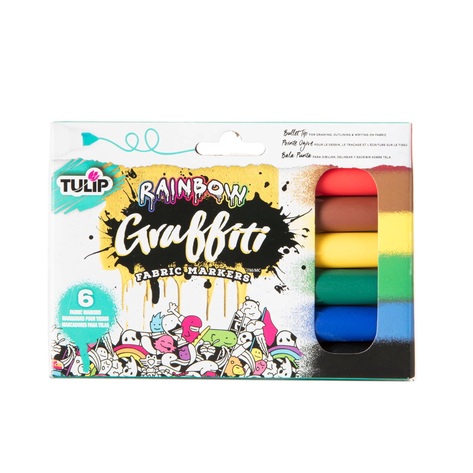 Tulip Graffiti Fabric Paint Markers, Rainbow , 12 Packs: 6ct. (72 total)