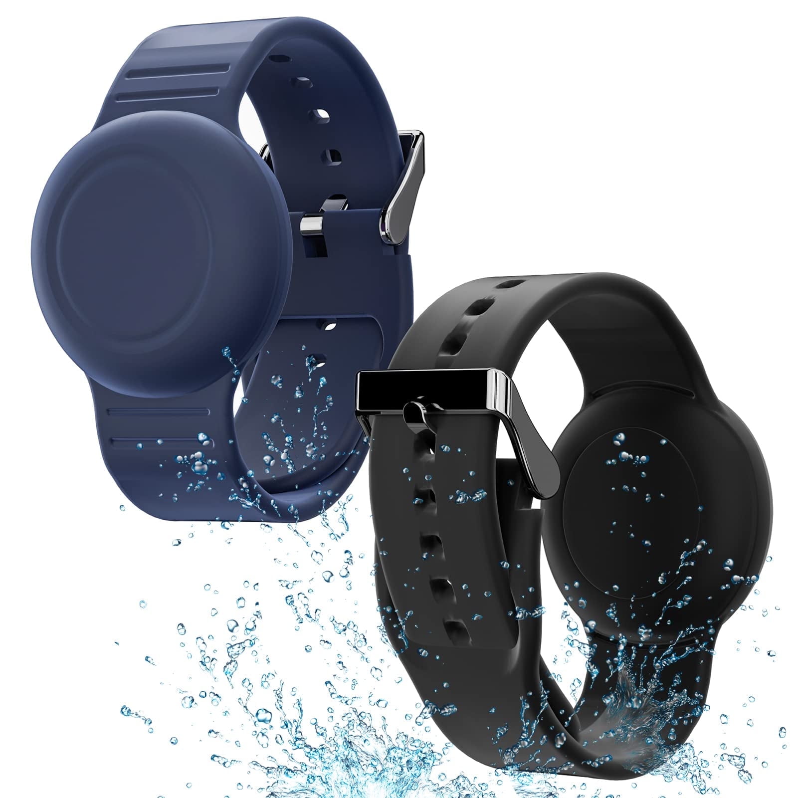 YUNOVA Waterproof Air Tag Bracelet for Kids 2 Pack, Soft Silicone Air Tag Hidden Wristband Kids, Lightweight GPS Tracker Compatible withAirTag Watch Band for Child