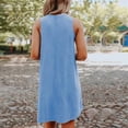 thumbnail image 3 of SHOPESSA Women's Summer Dresses Solid Color O-Neck Denim Dress Casual Loose Oversized Vest Dress, 3 of 5