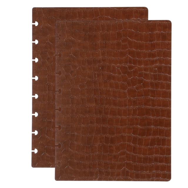 Cubierta de Cuaderno de Disco de Cuero, Cubierta de Planificador de Disco Tamaño A5 para Cuaderno Arc Happy Planner, Marrón con Patrón de Cocodrilo