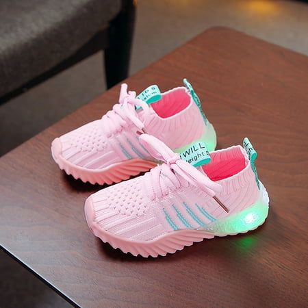

〖Roliyen〗Girls Sneakers Children Kid Baby Girls Boys Candy Color Led Luminous Sport Run Sneakers Shoes
