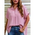 thumbnail image 5 of Musefolio Women V Neck Short Sleeve Shirts Plaid Loose Flowy Blouse S-XXL, 5 of 6