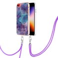 thumbnail image 2 of Mantto for iPhone 7/8/SE 2020/SE 2022 Case, with Lanyard Adjustable Strap, Marble Pattern Soft TPU Bumper Hard PC Back Shockproof Protective Glossy Stylish Durable Phone Case for Women Girls,Purple, 2 of 7