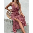 thumbnail image 3 of Women's Bohemian Wrap Boho Maxi Dress - Sleeveless V-Neck with Cut-Out and High Slit by Estella's, 3 of 6