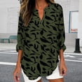 thumbnail image 2 of KALE Long Sleeve Shirts for Women Collared Boho Tops 3/4 Floral Blouses Casual Vintage Graphic Loose Pullover Beach Vacation Clothes Green M, 2 of 5
