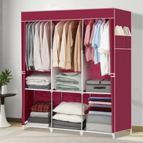 Wqdkj Portable Adult Closet Wardrobe Storage Organizer Clothes Wardrobe Shoe Clothing Rack Shelf Dustproof Non-woven Fabric,Quick and Easy to Assemble Red