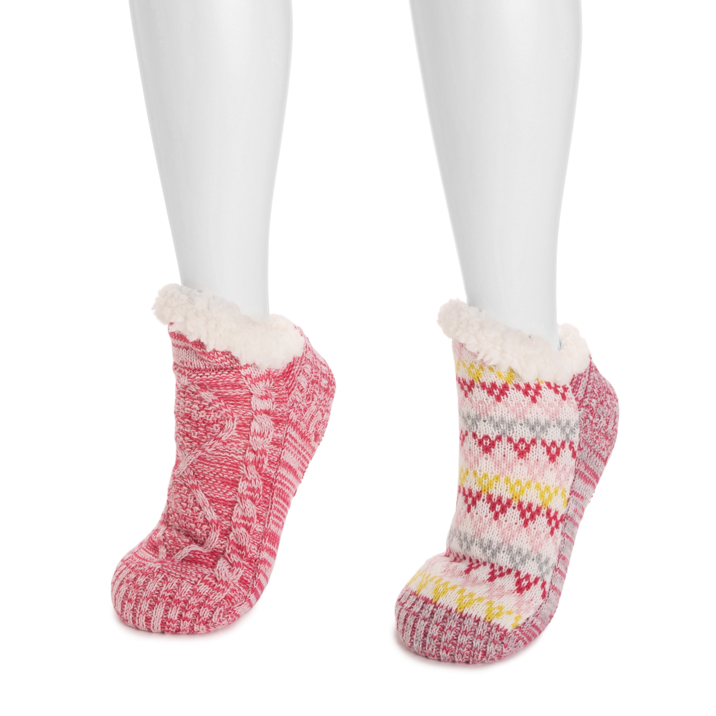 MUK LUKS Women's Shortie Cabin Socks, 2-Pack, S-M / L-XL