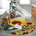 thumbnail image 3 of Round Rugs 4Ft, Sunflower Rooster Round Area Rug Washable Indoor Throw Carpet, Vintage Watercolor Summer Flower Soft Non Slip Circle Rug for Kitchen Nursery Room Home Decor Aesthetic, 3 of 8