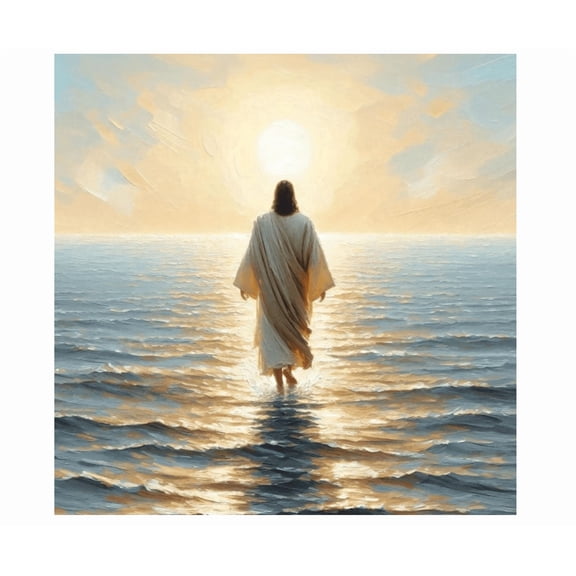 Jesus Walking On Water Christian Wall Art Home Decor Office Wall Art Living Room Decor, Paper Poster Only