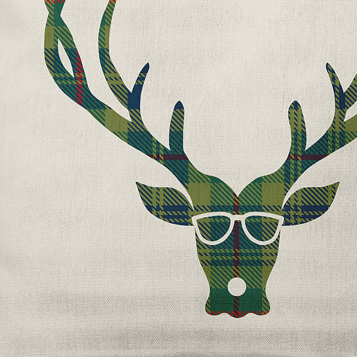 Simply Daisy Green Colored Cool Dude Holiday Reindeer Christmas Soft Spun Polyester Decorative Throw Pillow, 14" x 20"