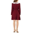 thumbnail image 3 of Allegra K Women's Retro Ruffle Hem Dresses A-Line Lace Panel Peter Pan Collar Dress, 3 of 6