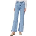 thumbnail image 3 of Women's High Rise Straight Leg Ankle Jeans Washed Side Slit Denim Pants, Light Denim, X-Large, 3 of 5