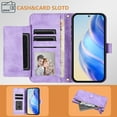 thumbnail image 6 of Multi-Functional Wallet Case for Motorola Moto G Power 5G 2025, Card Slots Retro PU Leather Shockproof Flip Cover with Card Slots Zipper Pocket Kickstand Magnetic Wrist & Shoulder Strap - Purple, 6 of 15
