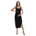 thumbnail image 2 of Xmarks Women Sleeveless Tank Maternity Dress Scoop Neck Pregnancy Midi Dresses Detachable Strap Nursing Dress for Breastfeeding Ruch Side Stretchy Pregnancy Clothes S-2XL, 2 of 7