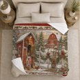 thumbnail image 5 of Snowy Farm Red Shed Cardinal Rustic Winter Scene, Festive Holiday Scene, Warm Flannel Blanket for Ranch House and Living Room, Horse Lovers Housewarming Gift, Rustic Home Decor, 5 of 9