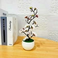thumbnail image 1 of Artificial Plum Blossom Potted Plant In Pot Fake Home Office Table Ornaments, 1 of 6