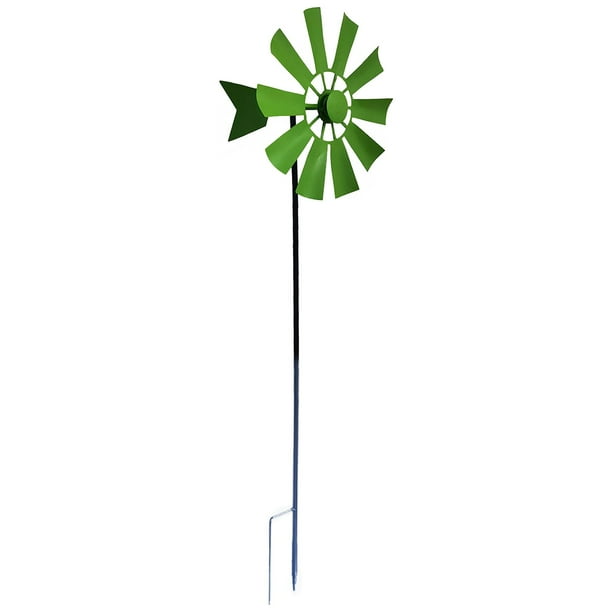 Esculturas de viento con estacas para exteriores para césped, patio, terraza y jardín. Verde