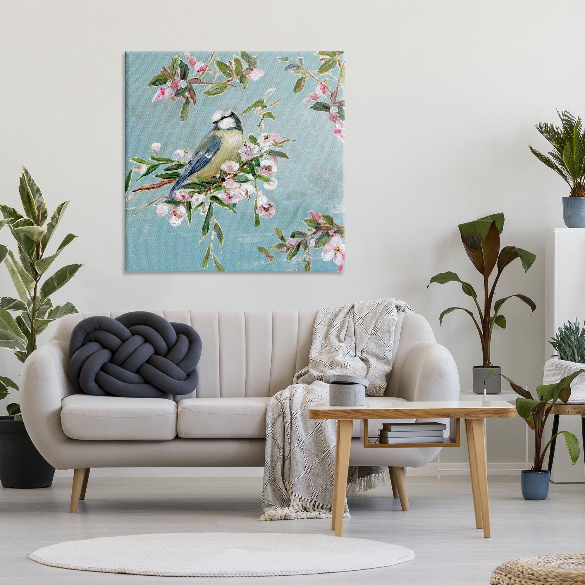 Stupell Industries Songbird Perched on Blooms Canvas Wall Art, design by Sally Swatland
