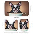 thumbnail image 3 of Terrier de Boston-theme 4-Piece Shower Curtain Set with Rugs, Waterproof Bathroom Decor Set Includes Bath Mat, U-Shaped Rug, Toilet Lid Cover and Curtain with Hooks, 3 of 6
