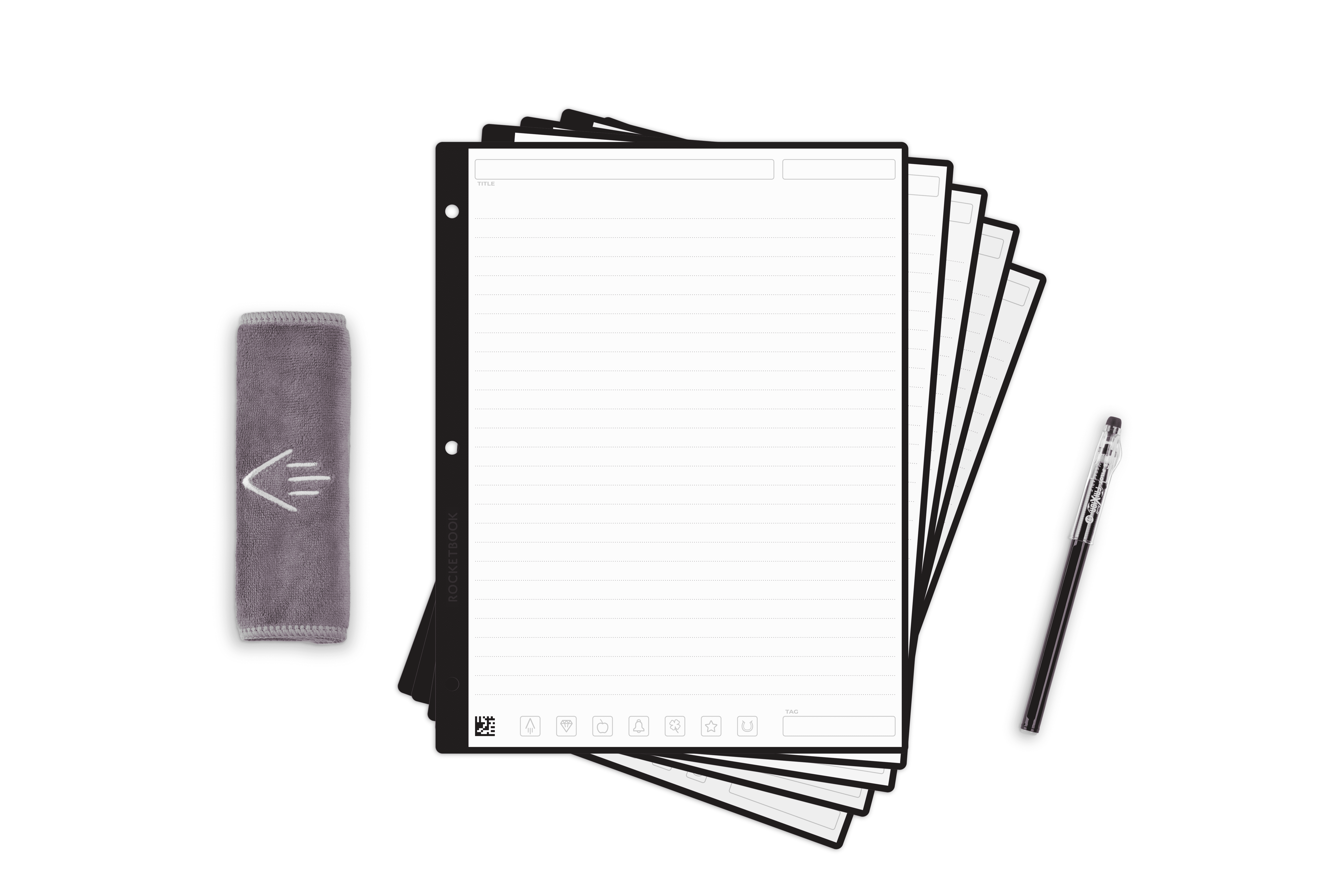 Rocketbook Smart Filler Paper Starter Pack, Lined Wide Ruled Reusable Notebook Paper (8.5' x 11'), Scannable Binder Paper - Write, Scan, Erase, Reuse, 18 Double Sided Loose Leaf Sheet