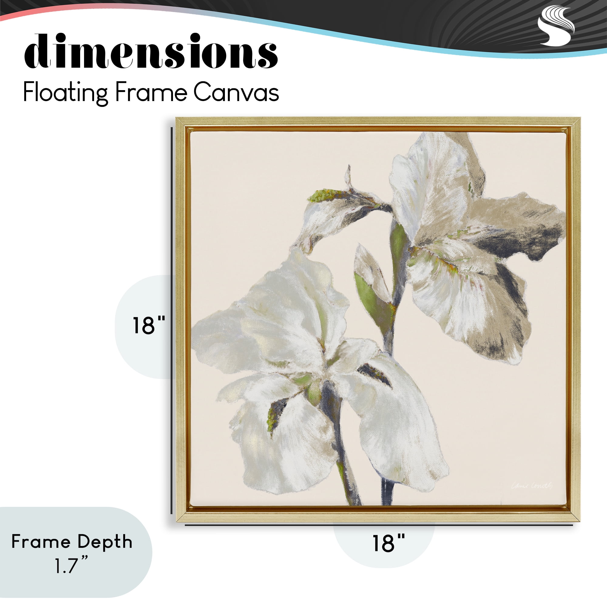 Stupell Industries Irises Soft Beige Gold Framed Floater Canvas Wall Art, design by Lanie Loreth