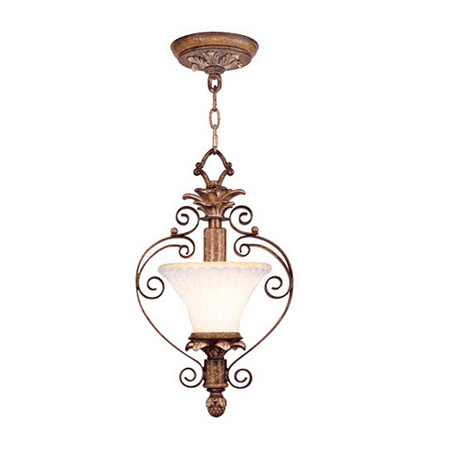 Discontinued Vintage Crystal (Pendants Porch 1 Light With Vintage Carved Scavo Glass Venetian Patina size 9 in 100 Watts - World of)