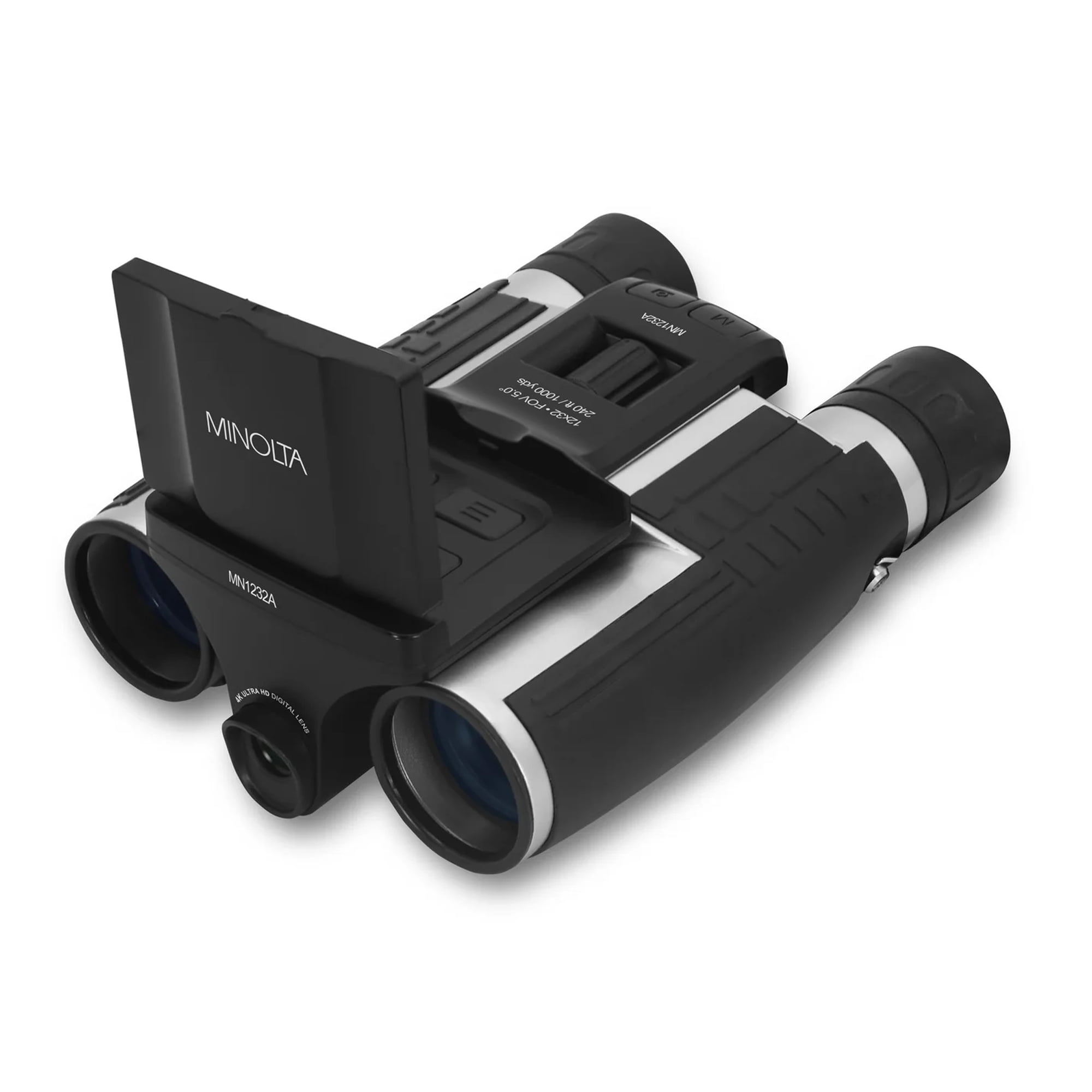 Minolta 12x32 Digital Binoculars - 4K UHD Video Camera, 48MP Photo Capture, 8X Digital Zoom, IPS Anti-Glare Screen, Fog-Resistant Optics, Compact, Ideal for Birdwatching & Travel Hunting + Harness