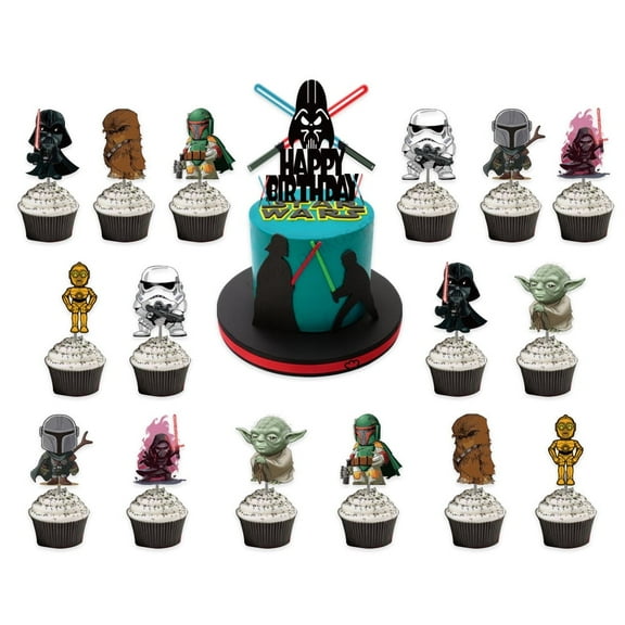 17PCS Baby Yoda Cupcake Toppers Cake Party Decoration Birthday Decoration Supplies