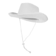 thumbnail image 4 of Sombrero de vaquero de fieltro blanco, gorra de vaquero de fiesta en blanco con correa ajustable para el cuello, 4 of 7