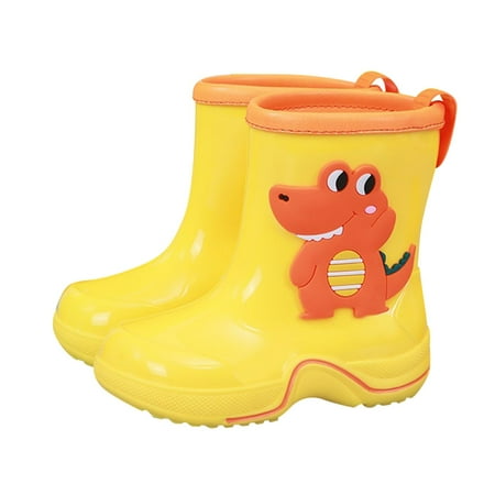 

Huesdet Kids Rain Boots for Girls Boys Toddler Waterproof Rubber Cute Printed with Easy-On Handles(Yellow 210)